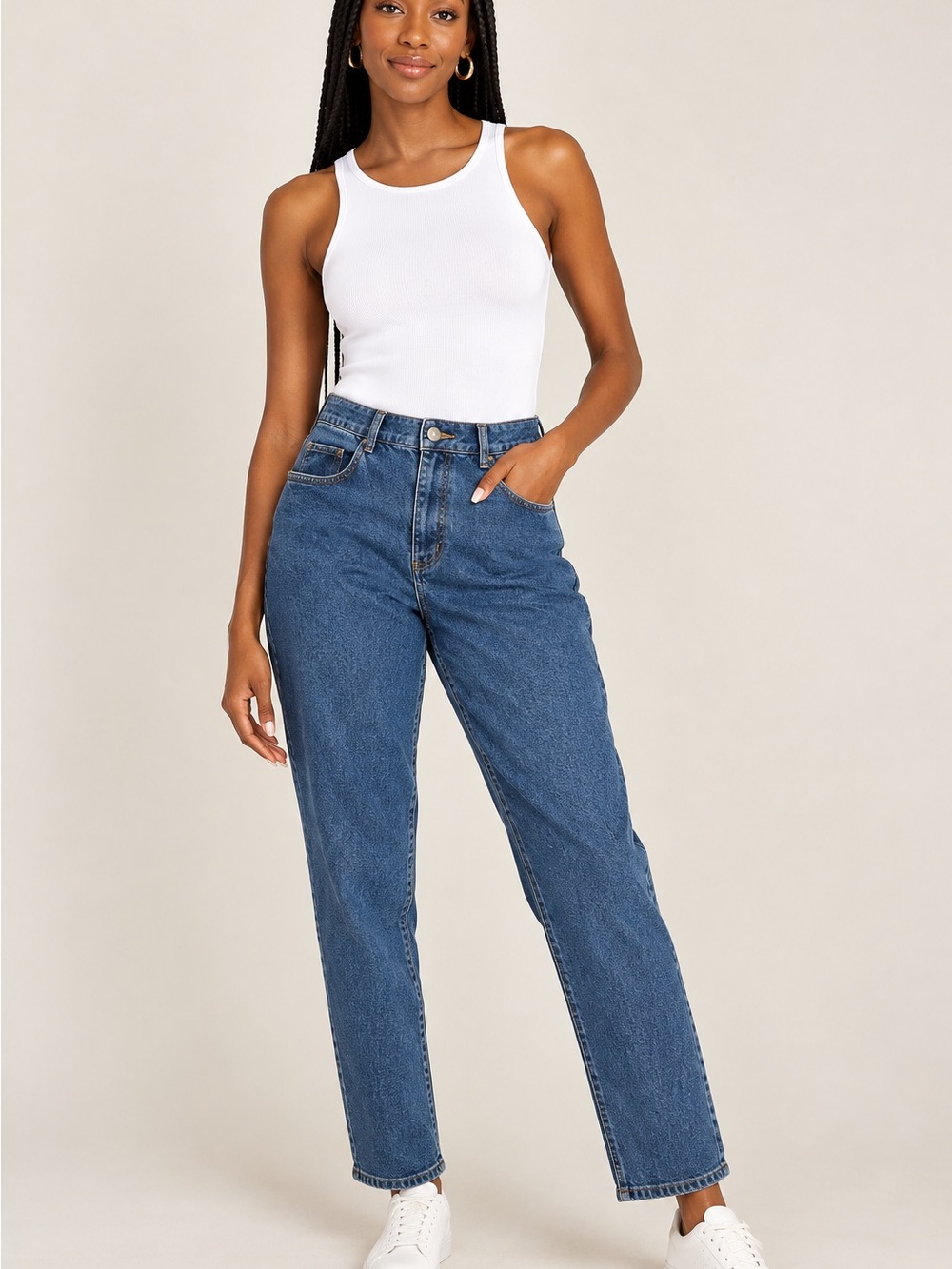 Talbots High-Rise Straight Leg Jeans in Classic Blue Denim